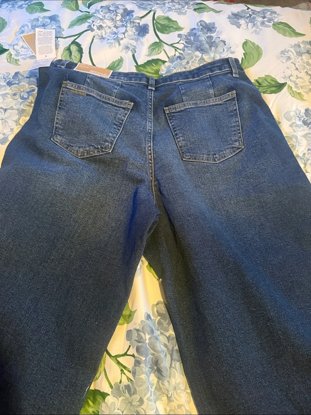 Michael Kors Dark Blue High-Rise Wide-Leg Jeans